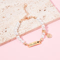 Personalized Baby Name and Birthflower Pearl Bracelet