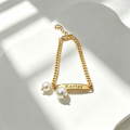 Engravable Name Children's Bracelet with Two Pearl Charms