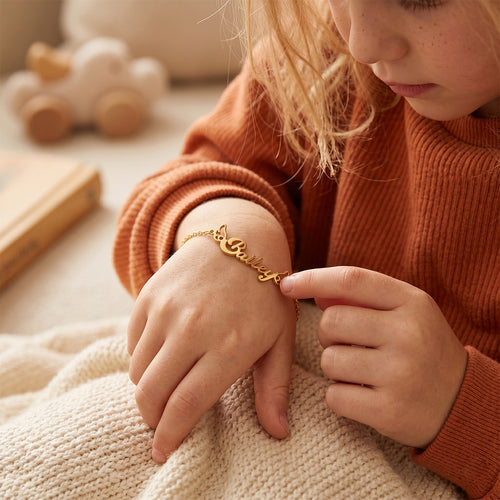 Bracelet personnalisé prénom enfant Ailes d'ange