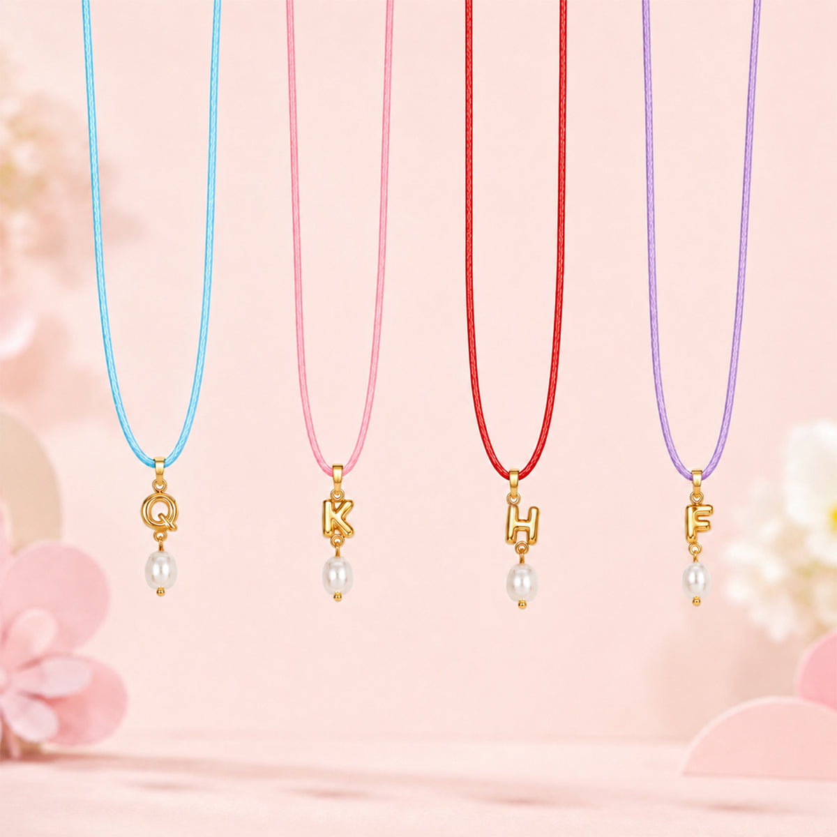 Personalized Initial Necklace with Natural Pearl Pendant