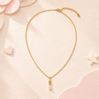 Personalized Initial Necklace with Natural Pearl Pendant