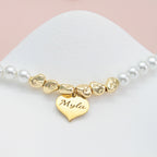 Personalized Girl's Name Heart Pearl Necklace