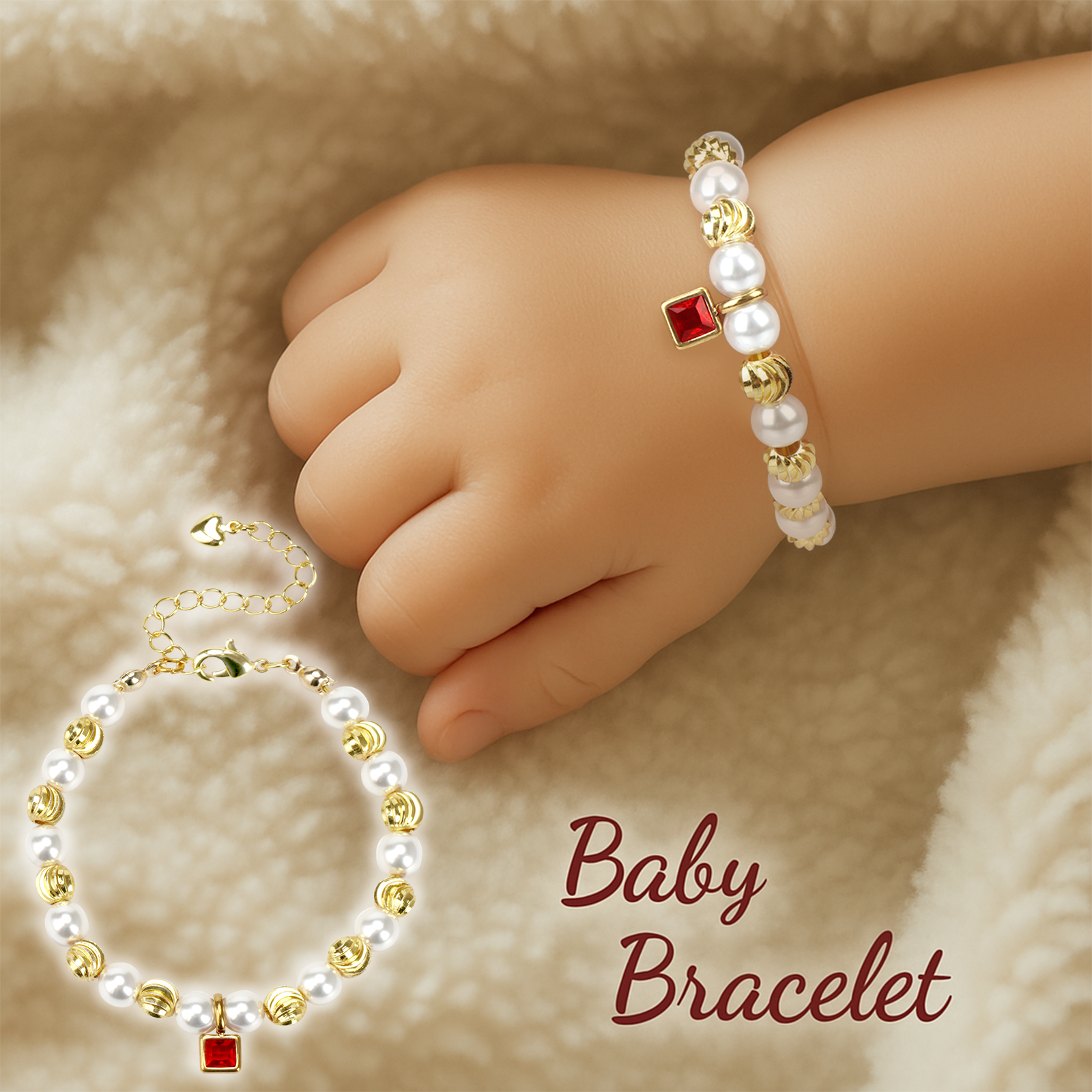 Personalized Baby Birthstone Pearl Bracelet
