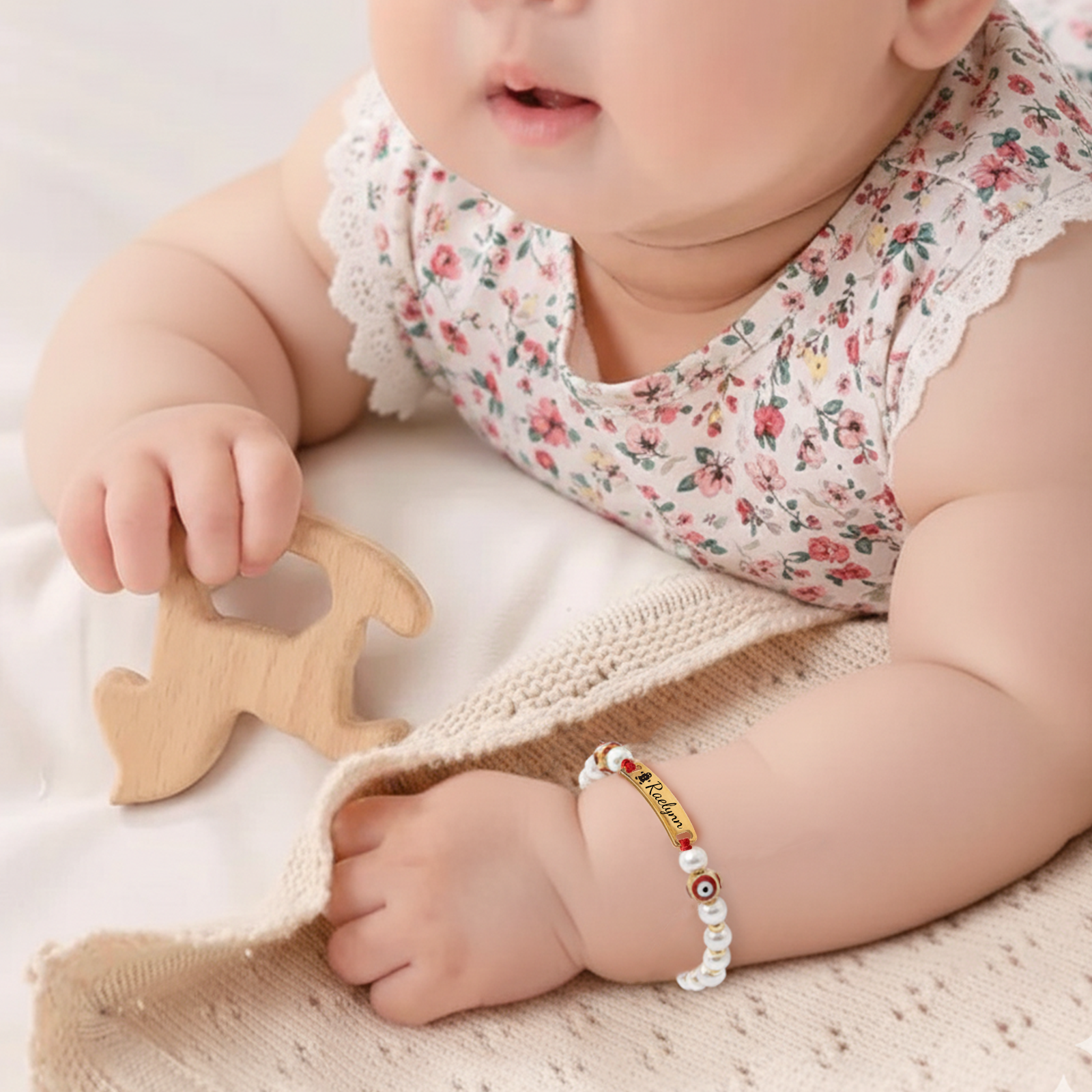Personalized Baby Evil Eye Name Bracelet