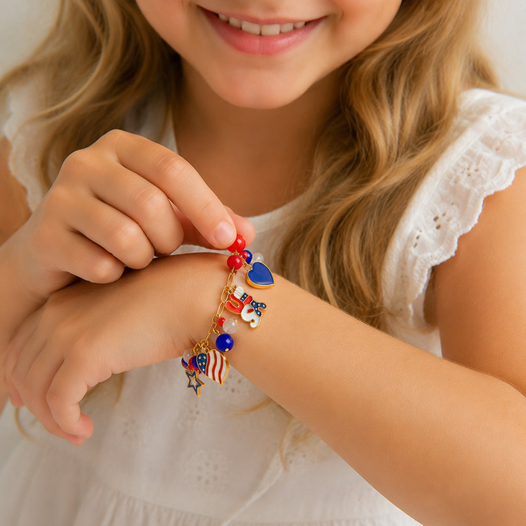 Girls 4th of July Charm Bracelet