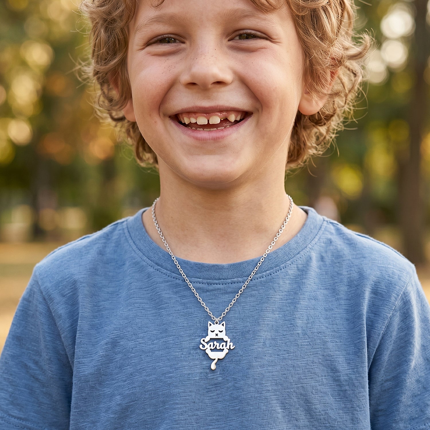 Custom Cat Silhouette Name Necklace