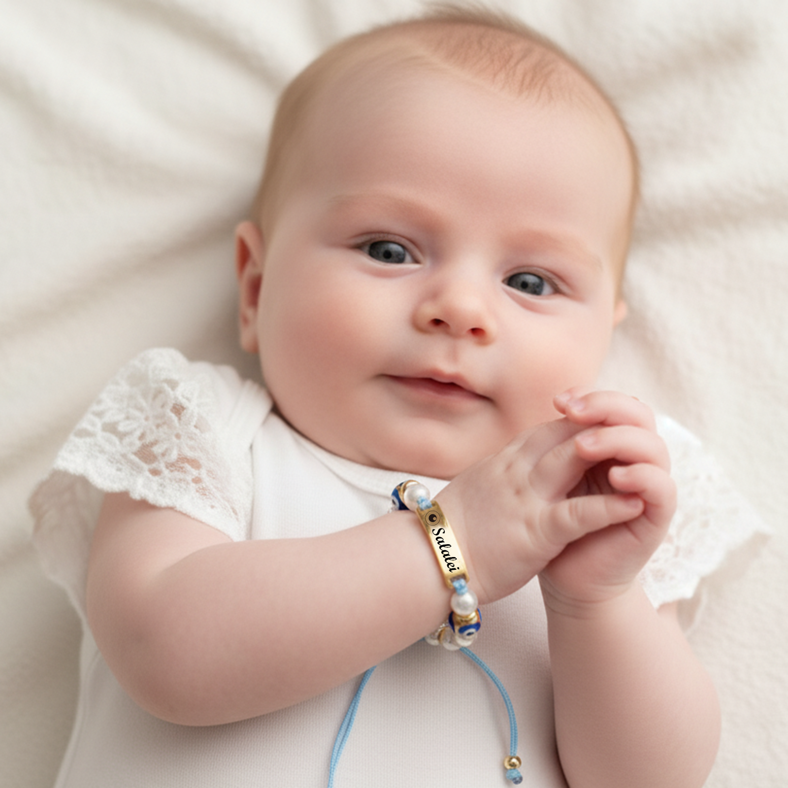 Personalized Baby Evil Eye Name Bracelet