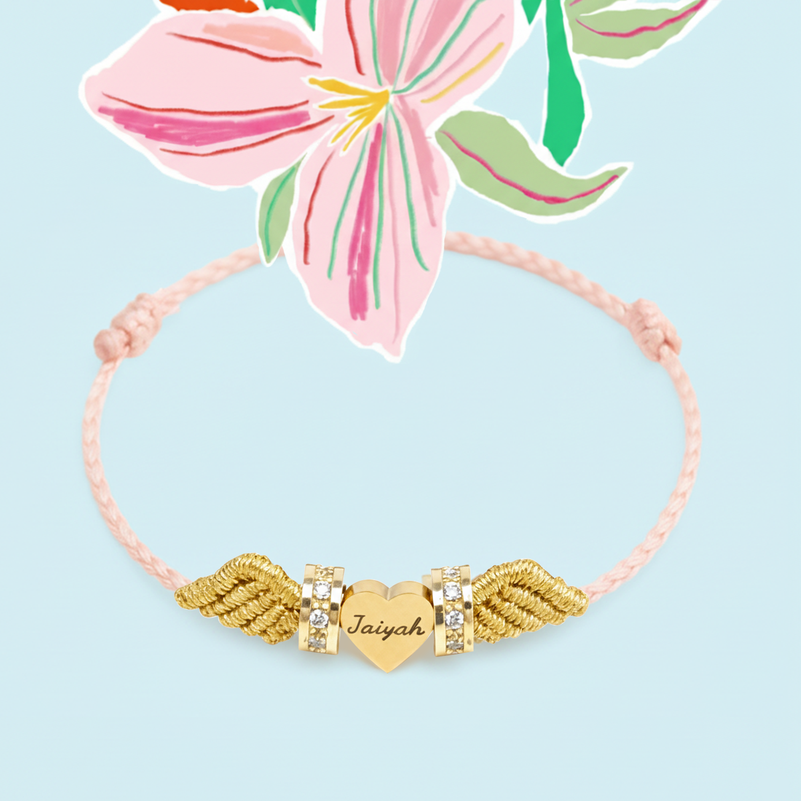 Angel Wings Personalized Baby Name Braided Bracelet