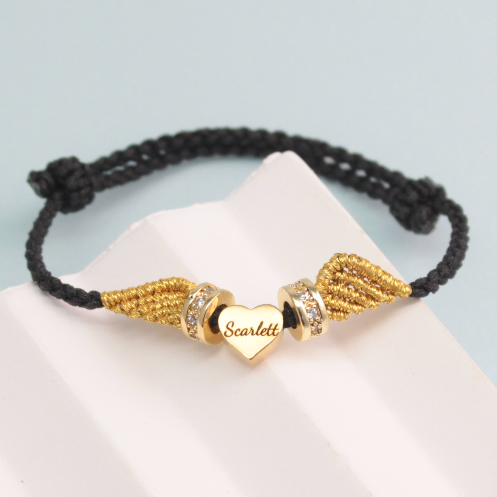 Angel Wings Personalized Baby Name Braided Bracelet