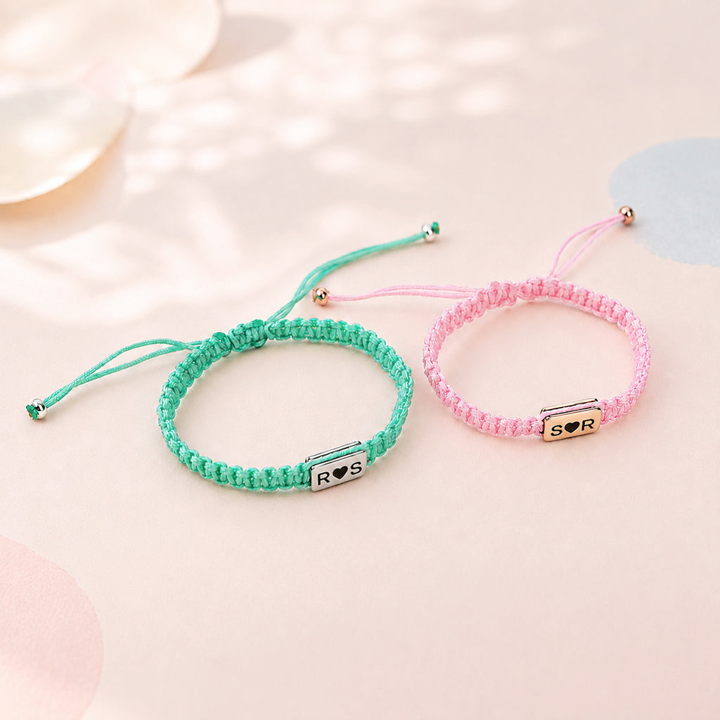 Personalized Name Braided Bracelet Adjustable Woven Rope Bracelet for Kids and Adults