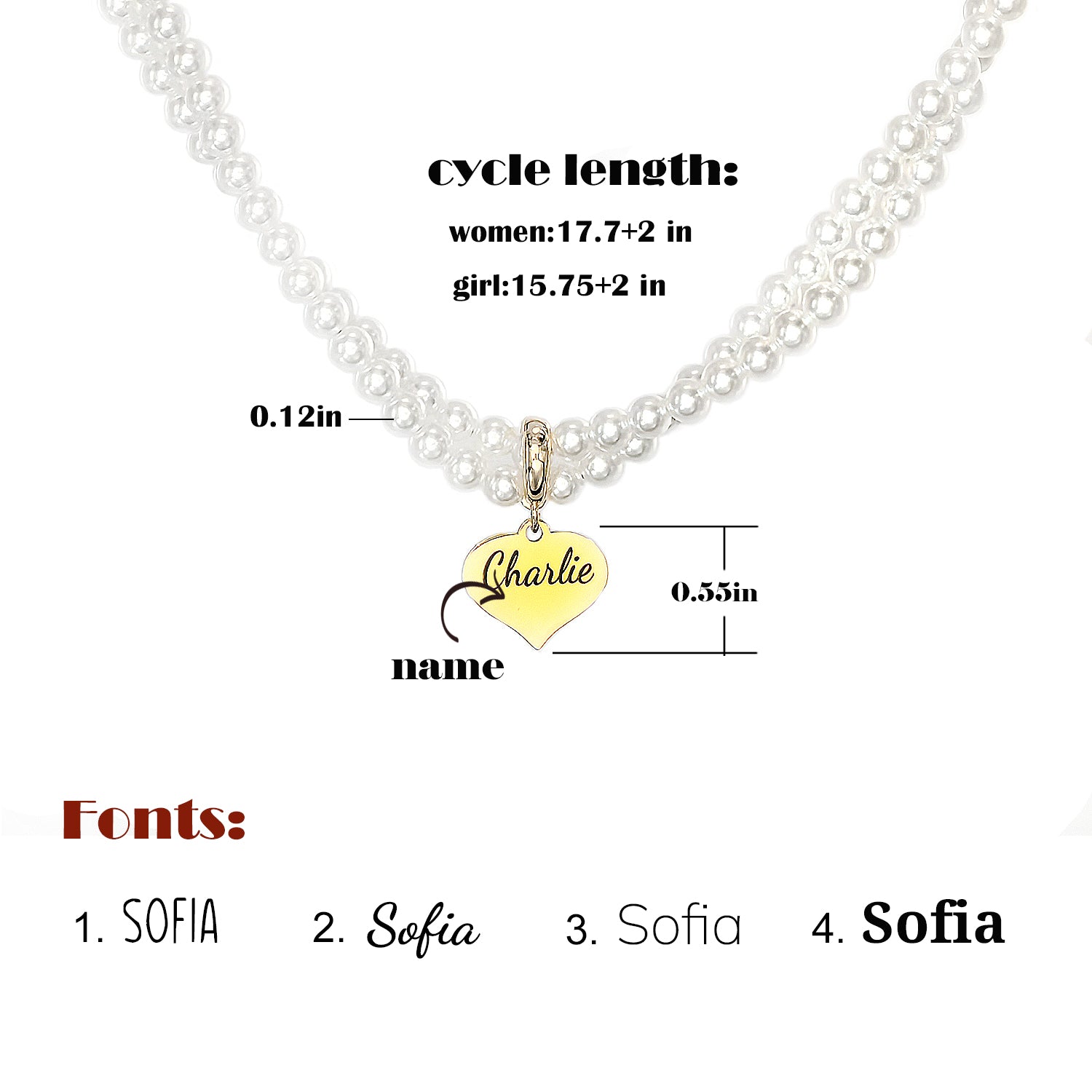 Engravable Double Strand Pearl Necklace for Girls