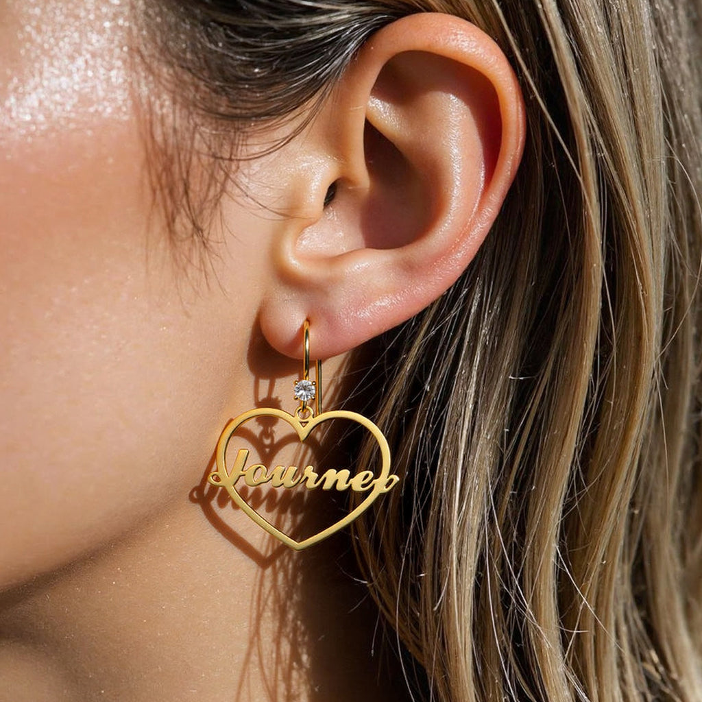 Personalized Heart Name Earrings