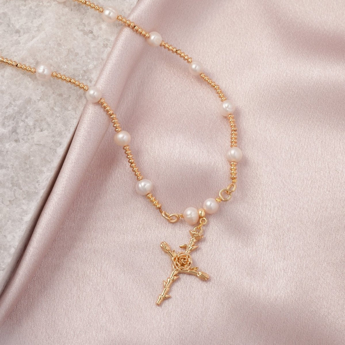 7.5-8mm Pearl Personalized Birthday Flower Pendant Necklace - Glaxias