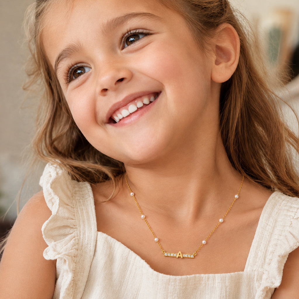Personalized Initial Dainty Pearl Necklace for Girls