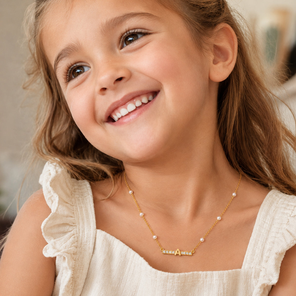 Personalized Initial Dainty Pearl Necklace for Girls