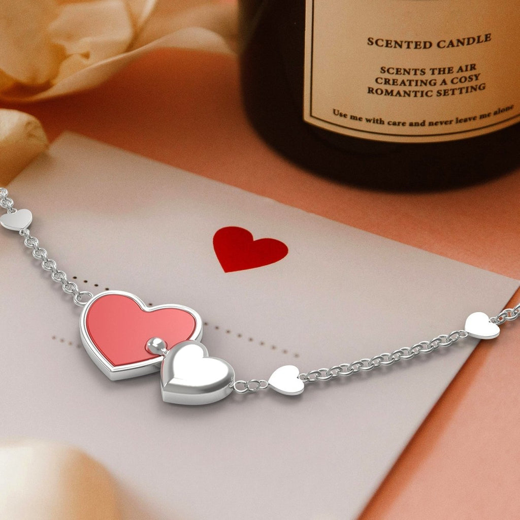 925 Sterling Silver Inseparable Hearts Personalized Name Necklace - Glaxias