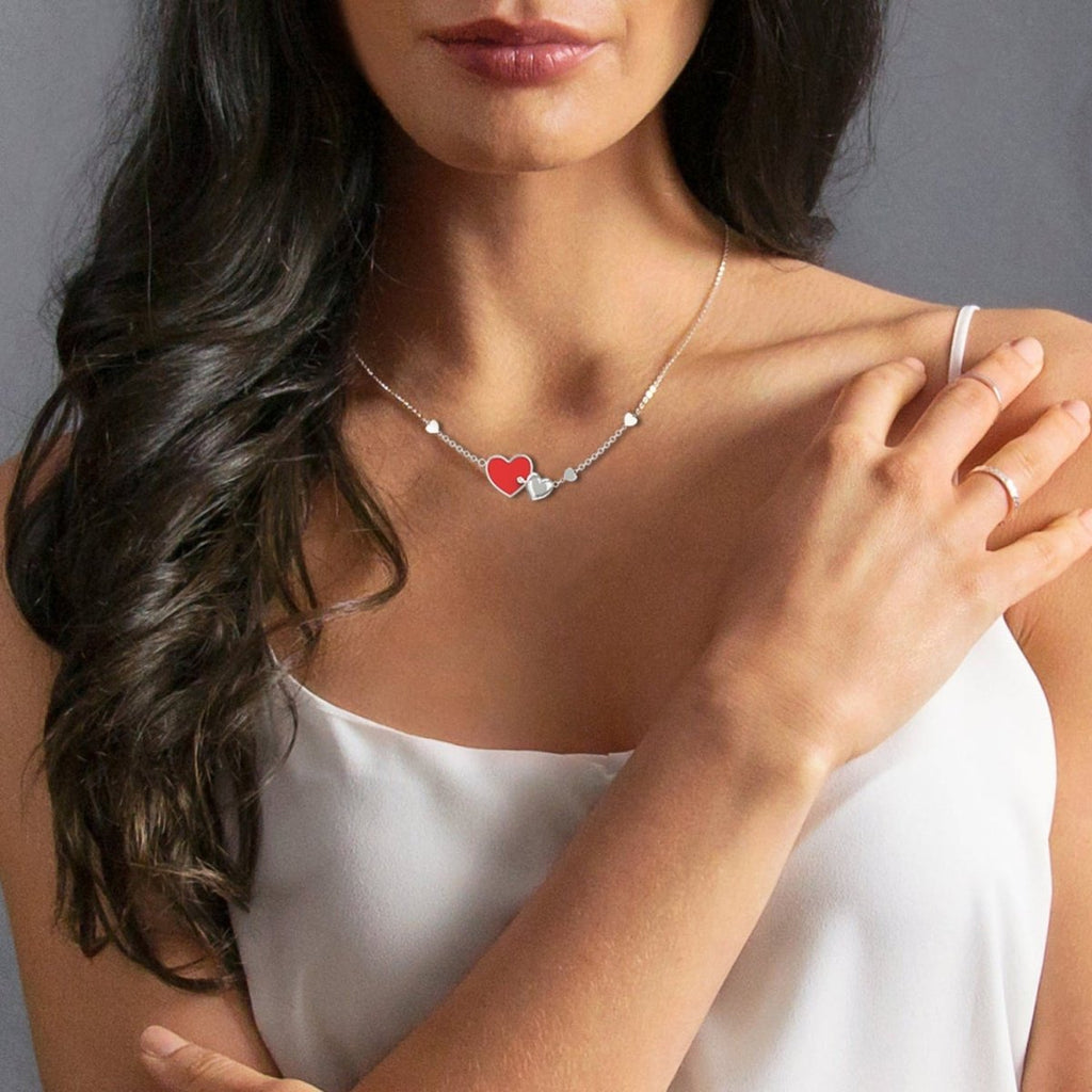 925 Sterling Silver Inseparable Hearts Personalized Name Necklace - Glaxias