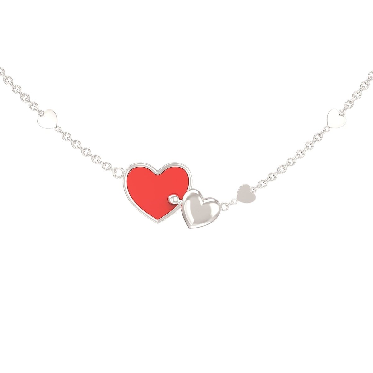 925 Sterling Silver Inseparable Hearts Personalized Name Necklace - Glaxias