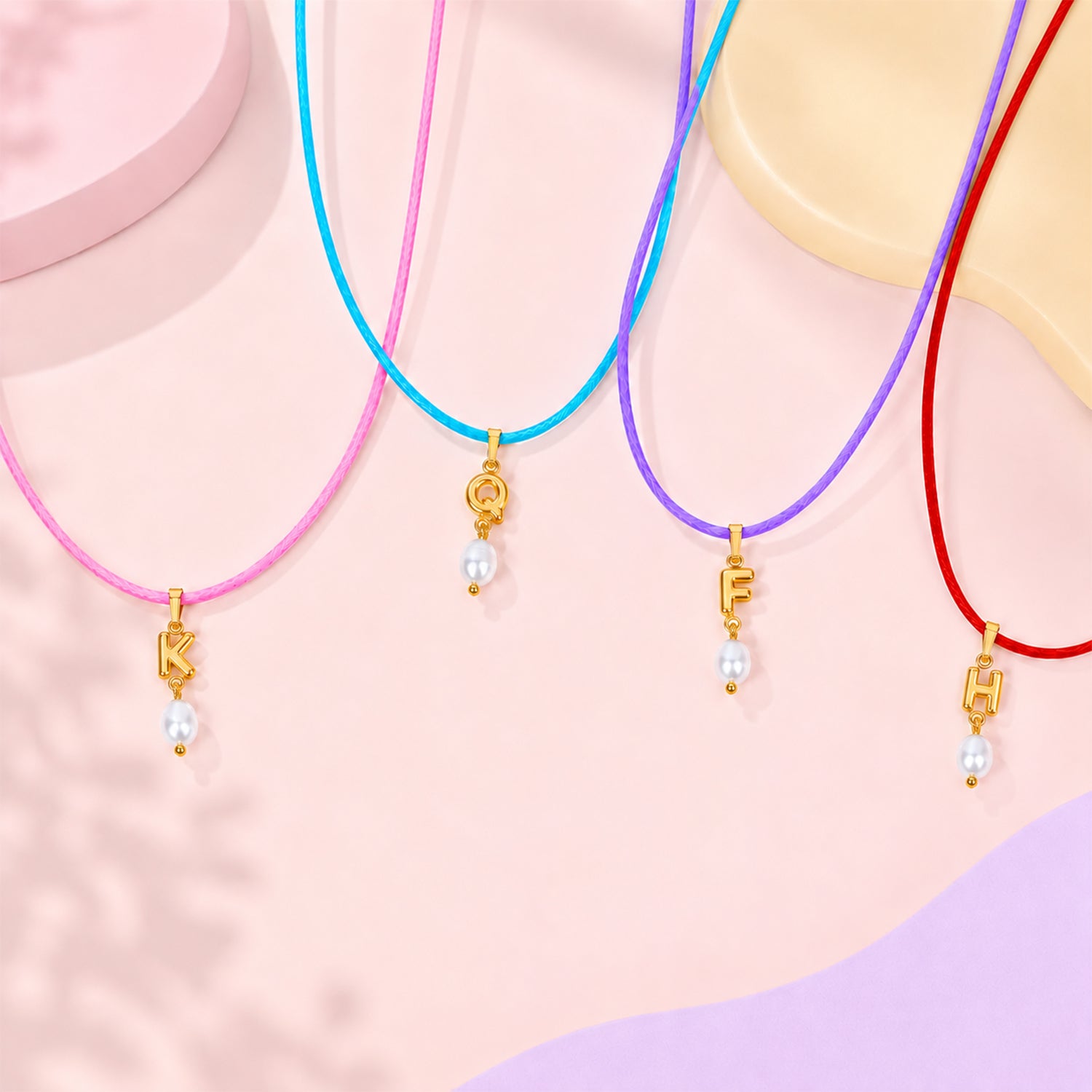 Personalized Initial Necklace with Natural Pearl Pendant