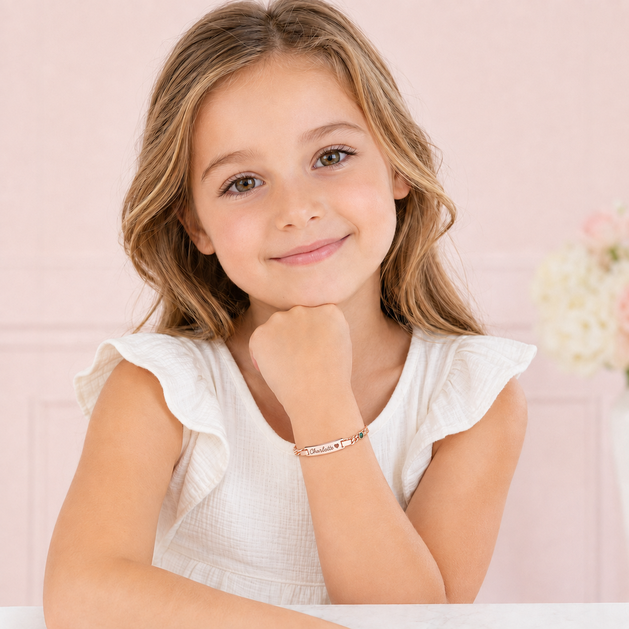 Boy And Girl's Birthstone Name Bracelet