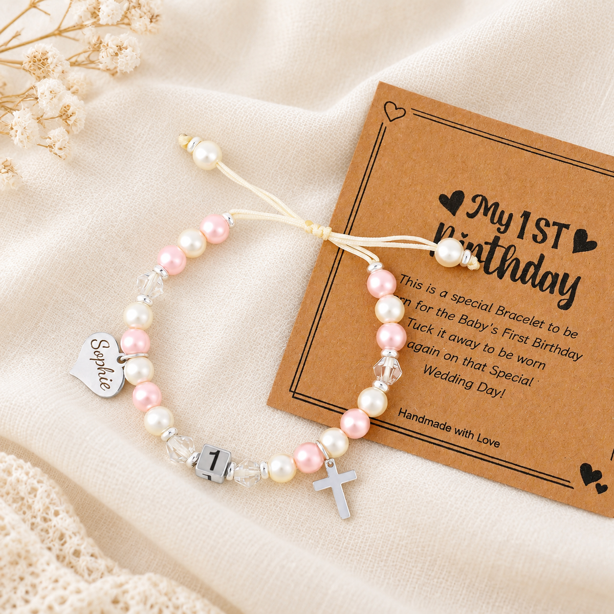 Personalized Name Baby 1st Birthday Bracelet