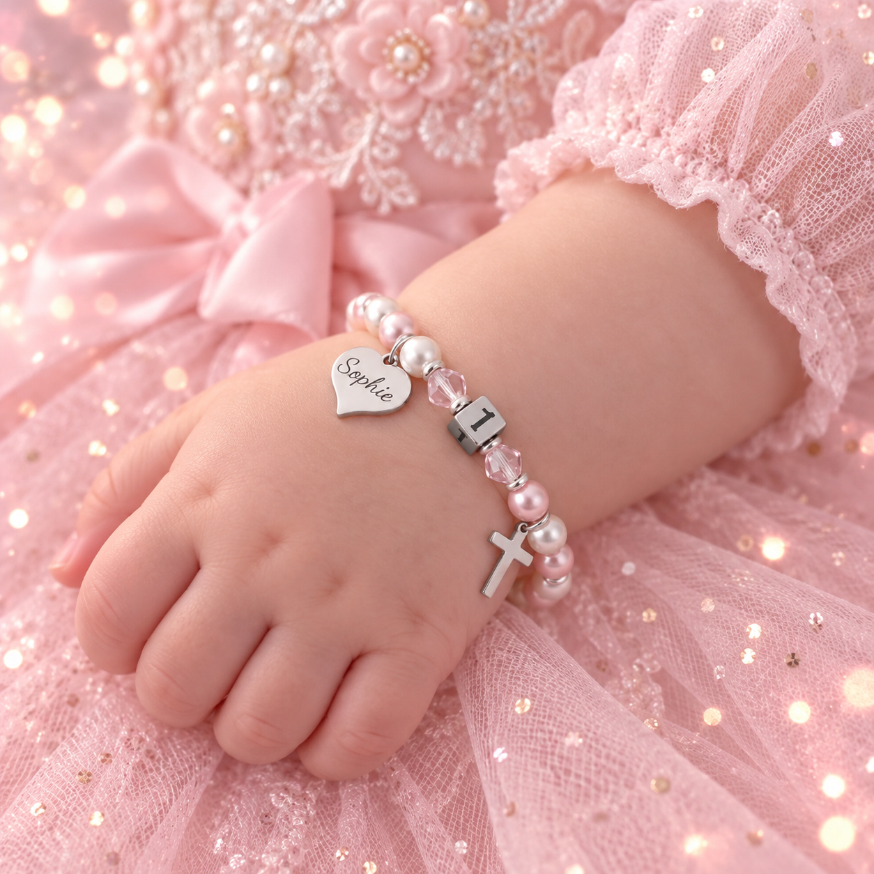 Personalized Name Baby 1st Birthday Bracelet