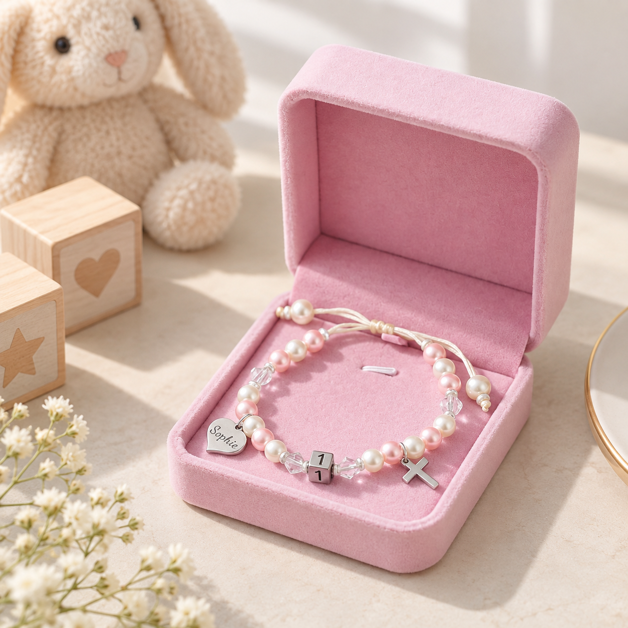 Personalized Name Baby 1st Birthday Bracelet