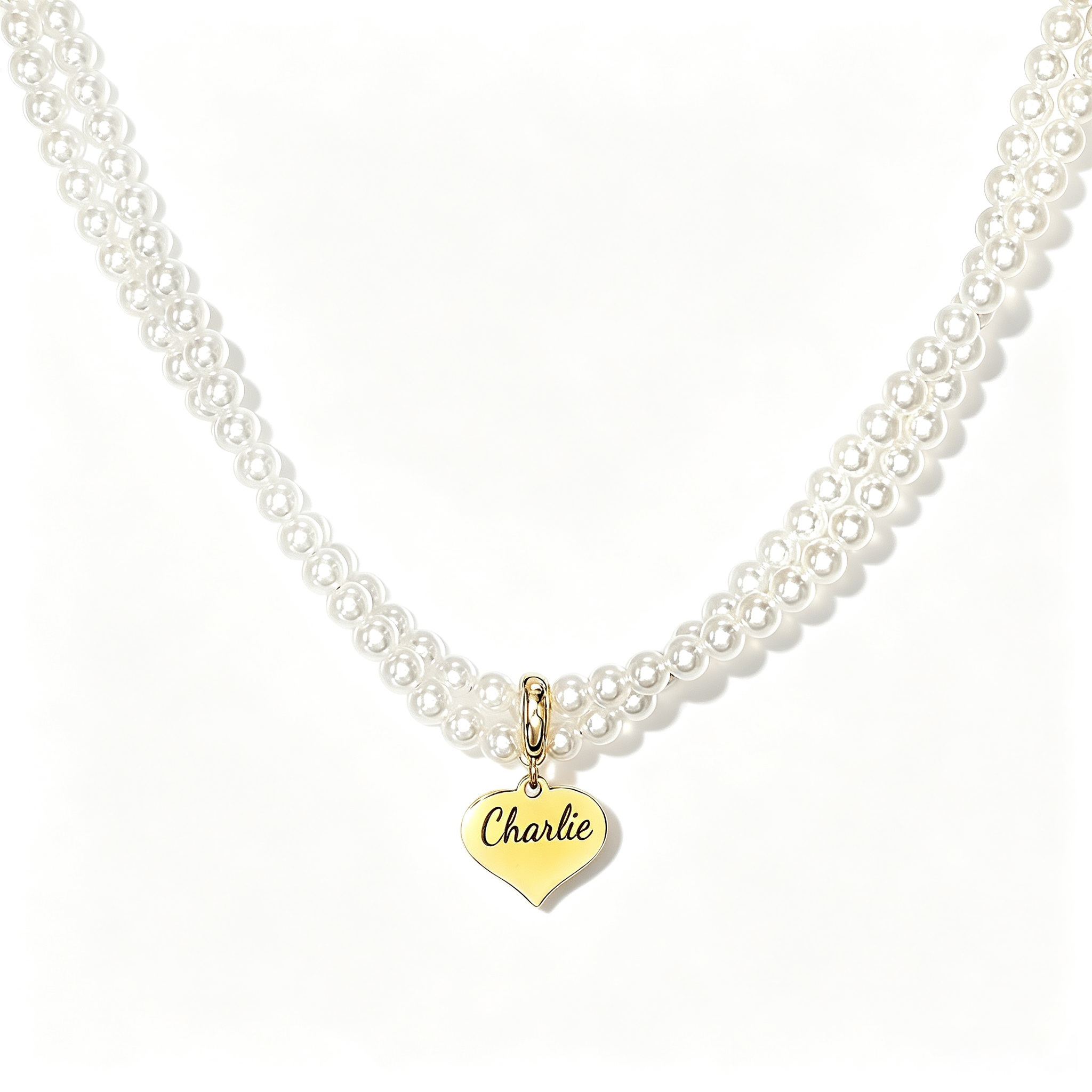 Engravable Double Strand Pearl Necklace for Girls