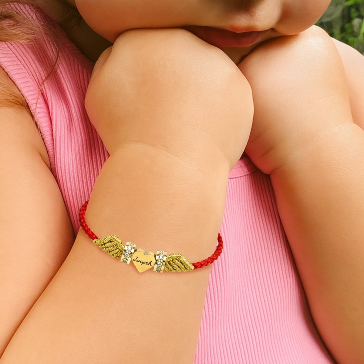 Angel Wings Personalized Baby Name Braided Bracelet - Glaxias