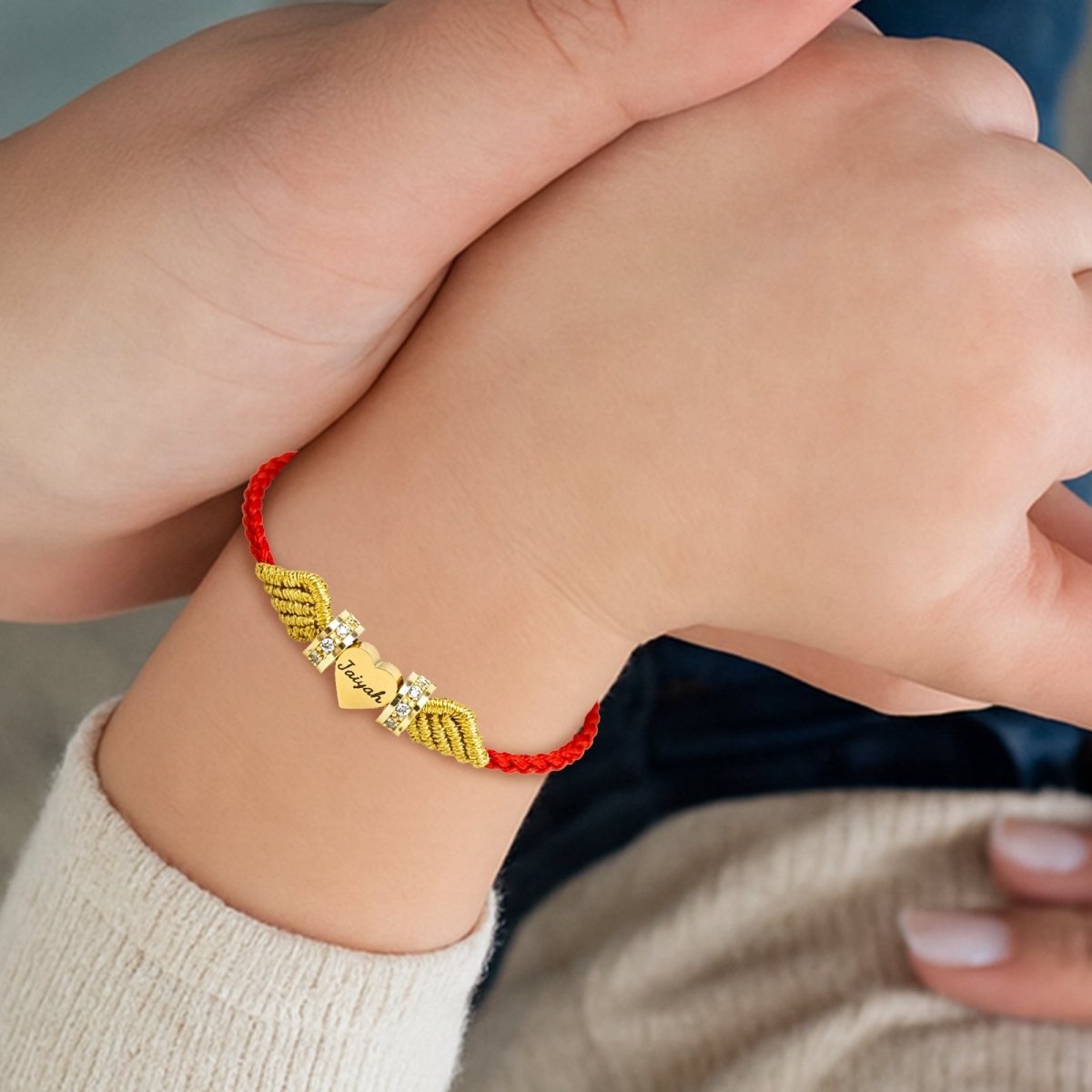 Angel Wings Personalized Baby Name Braided Bracelet - Glaxias
