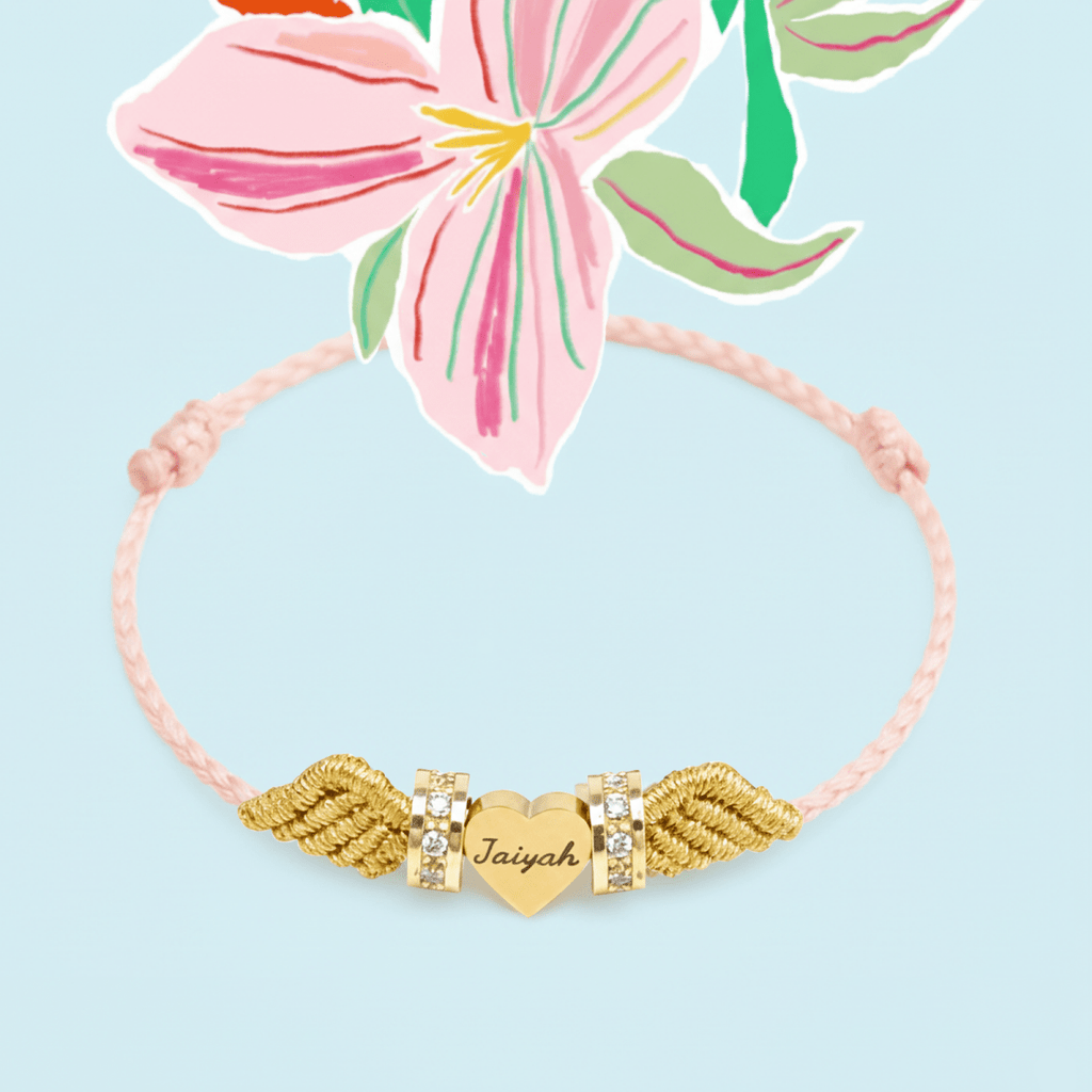 Angel Wings Personalized Baby Name Braided Bracelet - Glaxias