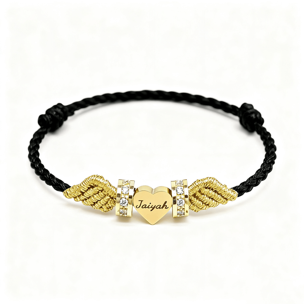Angel Wings Personalized Baby Name Braided Bracelet - Glaxias