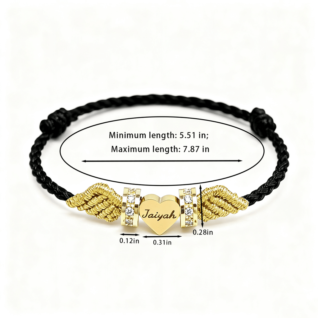 Angel Wings Personalized Baby Name Braided Bracelet - Glaxias