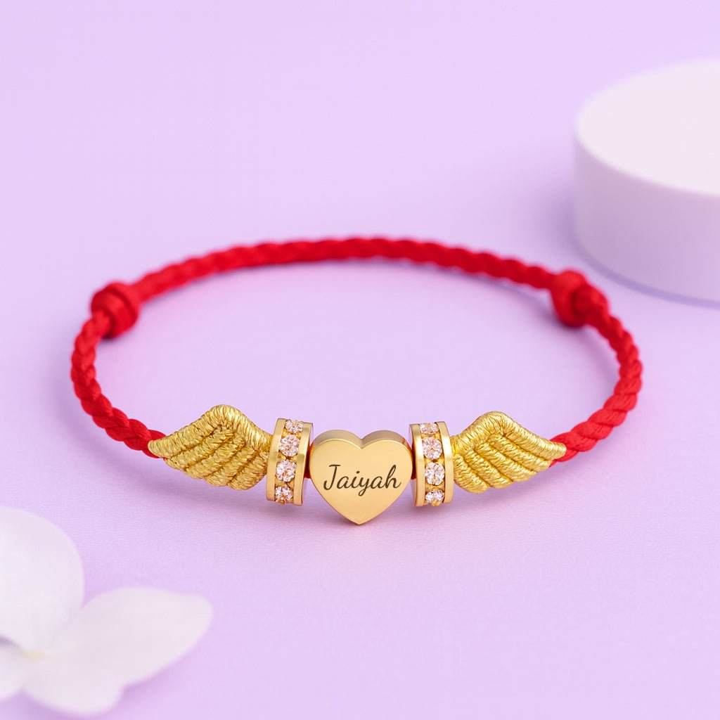 Angel Wings Personalized Baby Name Braided Bracelet - Glaxias