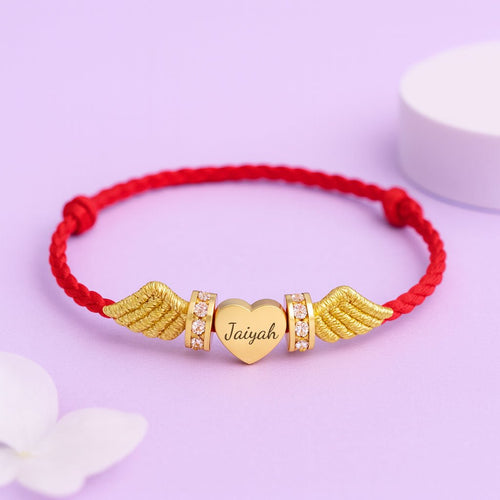Angel Wings Personalized Baby Name Braided Bracelet - Glaxias