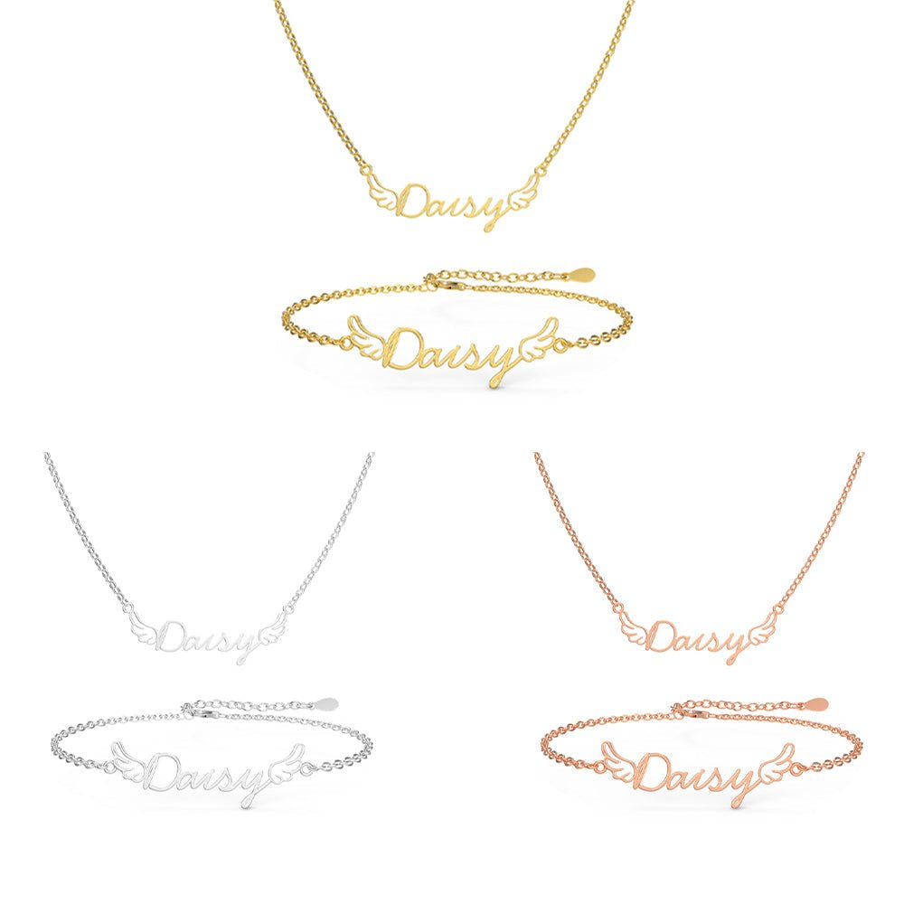 Angel's Wings Personalized Children's Name Jewelry Set - Glaxias