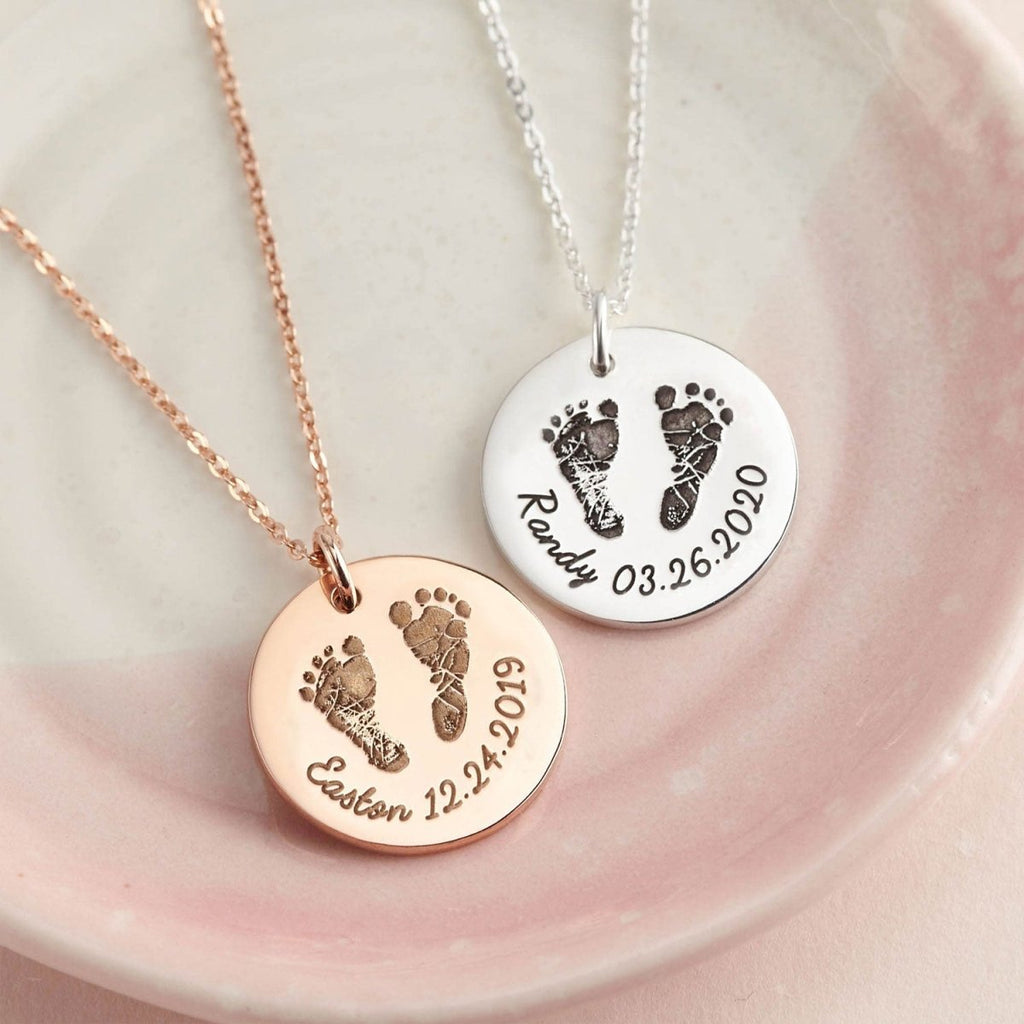 Baby Custom Name Hand And Foot Necklace - Glaxias