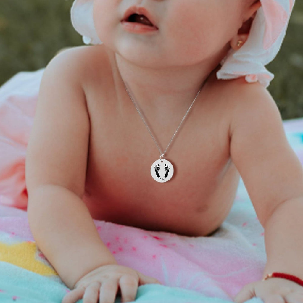 Baby Custom Name Hand And Foot Necklace - Glaxias