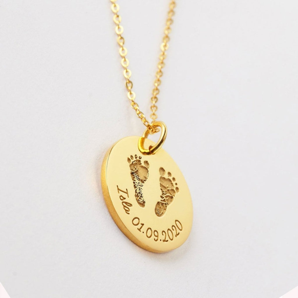 Baby Custom Name Hand And Foot Necklace - Glaxias