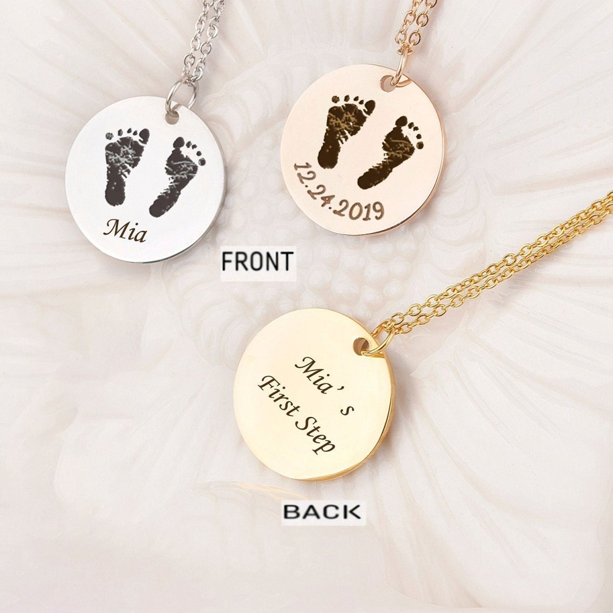 Baby Custom Name Hand And Foot Necklace - Glaxias