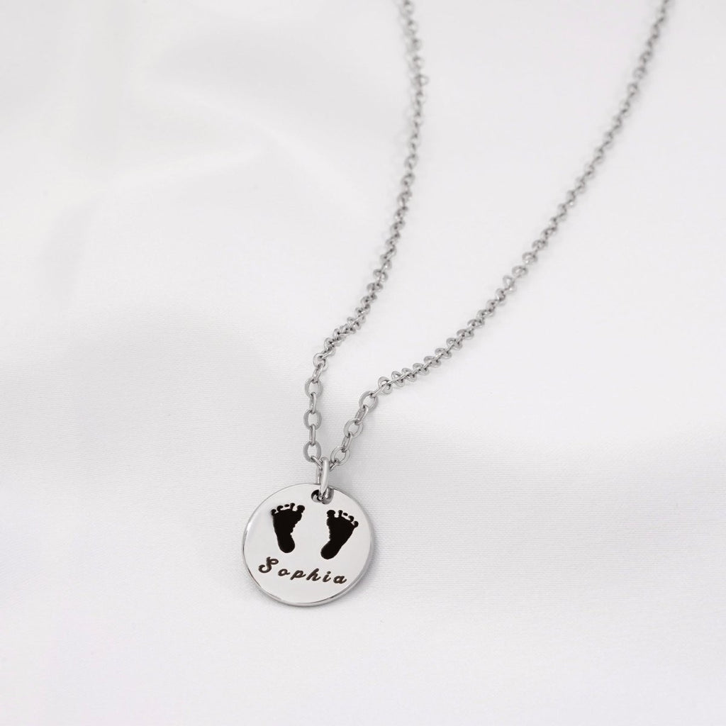 Baby Custom Name Hand And Foot Necklace - Glaxias