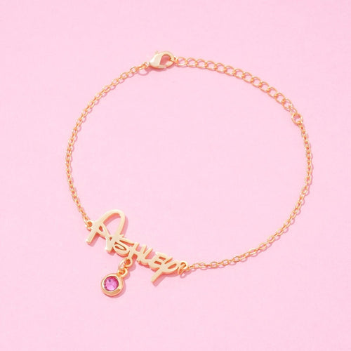 Baby Girl Name and Birthstone Bracelet - Glaxias