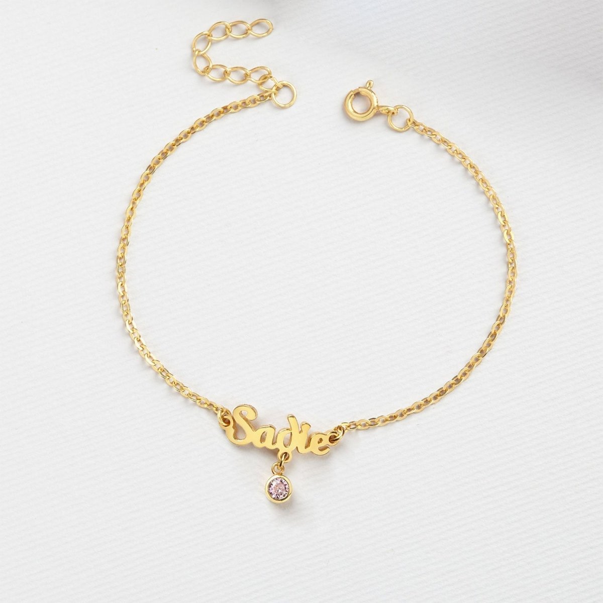 Baby Girl Name and Birthstone Bracelet - Glaxias