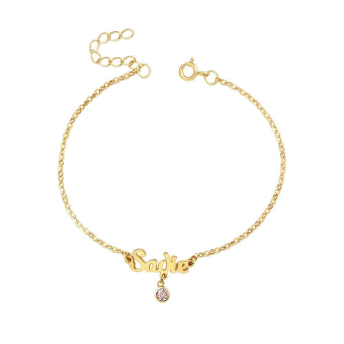 Baby Girl Name and Birthstone Bracelet - Glaxias