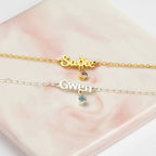 Baby Girl Name and Birthstone Bracelet - Glaxias