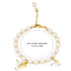 Baby Keepsake Pearl Bracelet with Name Foot and Initial Charm - Glaxias