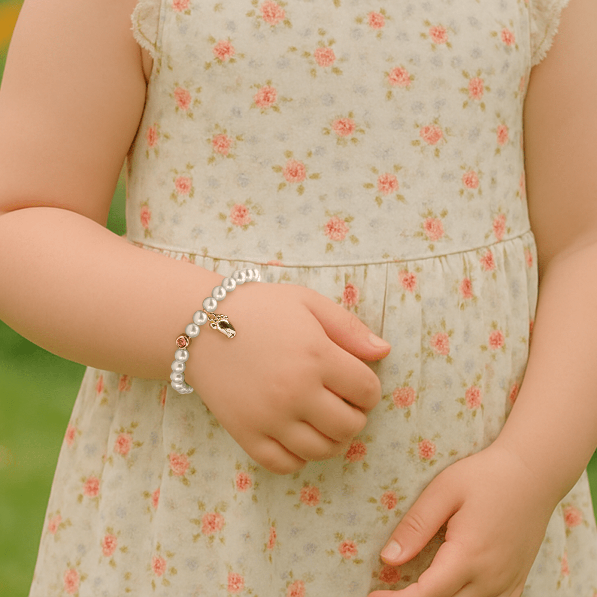 Baby Pearl Bracelet ¨C Personalized Footprint & Birthstone - Glaxias