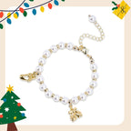 Baby¡¯s First Christmas Pearl Name Bracelet ¨C Footprint Charm & Bell - Glaxias