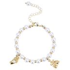 Baby¡¯s First Christmas Pearl Name Bracelet ¨C Footprint Charm & Bell - Glaxias