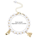 Baby¡¯s First Christmas Pearl Name Bracelet ¨C Footprint Charm & Bell - Glaxias